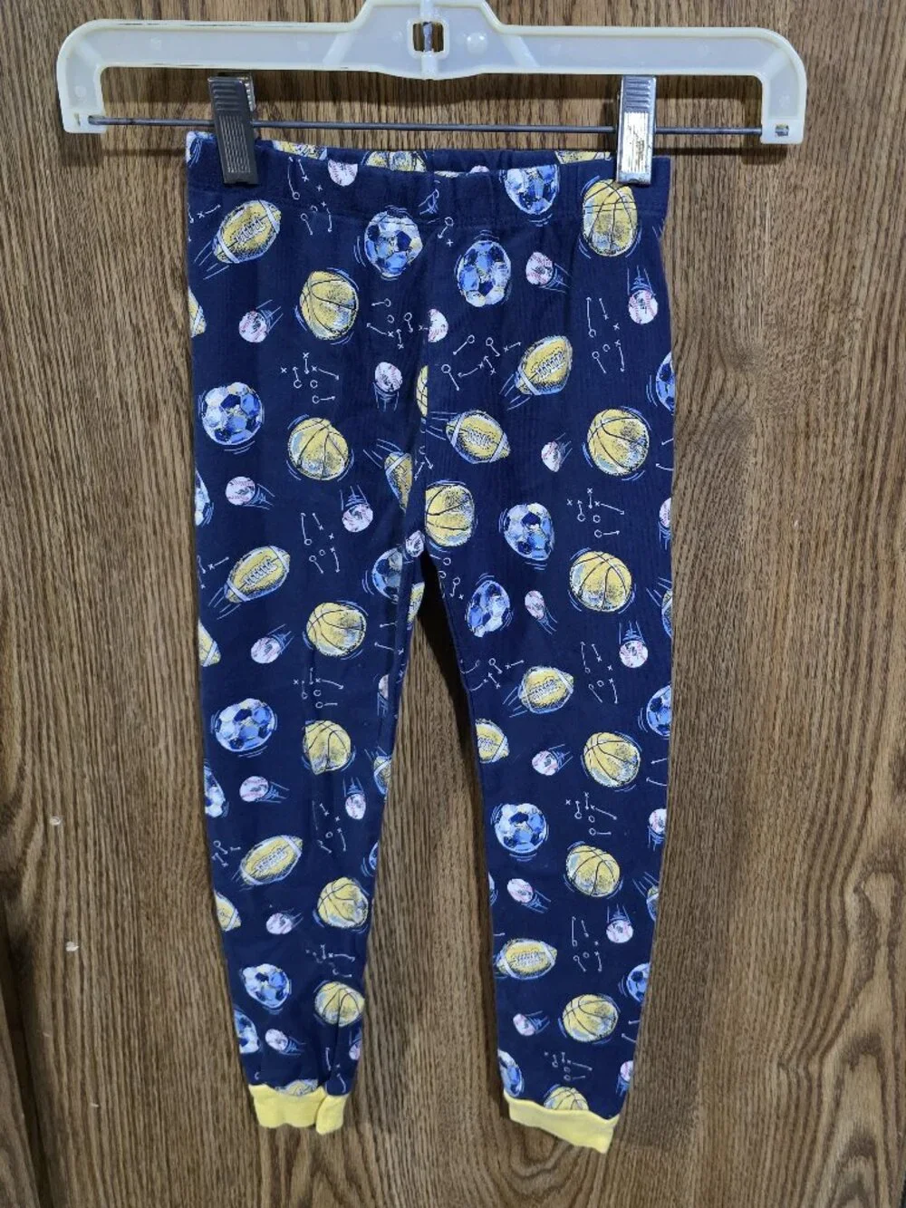 Pair of 2 Boys Pajama Pants Footballs and Dinosaurs Size 5T